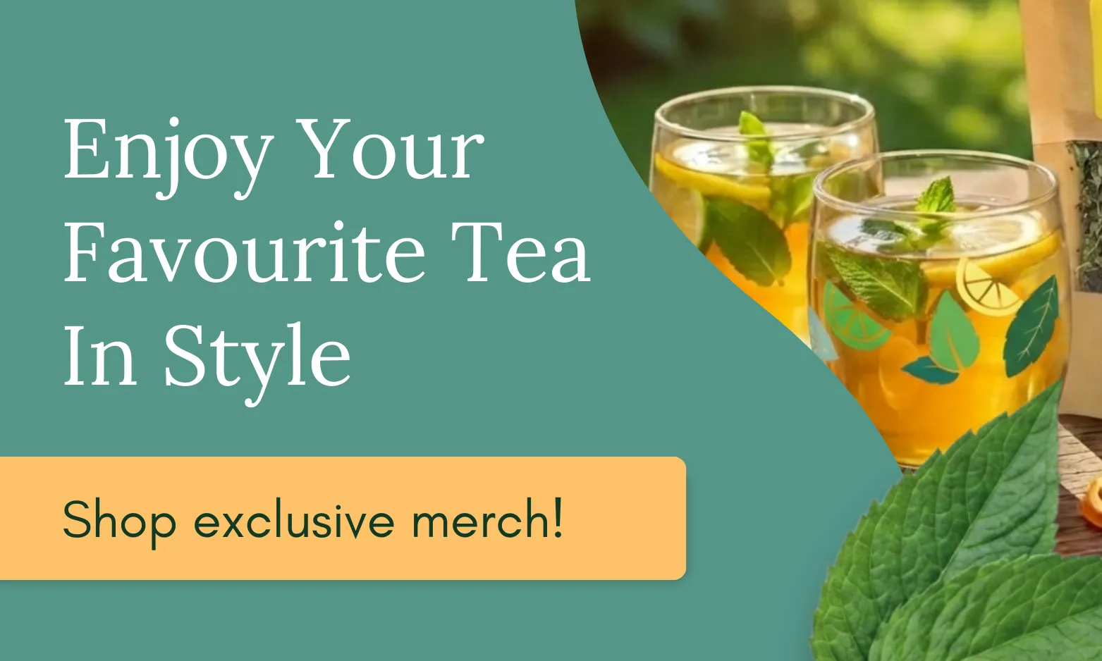 Banner promoting merch store